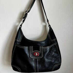 Coach Hamilton Black Pebbled Leather Turn-lock Shoulder Bag